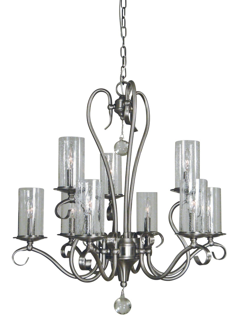 Framburg 9-light Ilsa Dining Chandelier - Organic Elegance With Glamorous Touches, Handmade In The Usa Brushed Nickel Metal 5029 Bn
