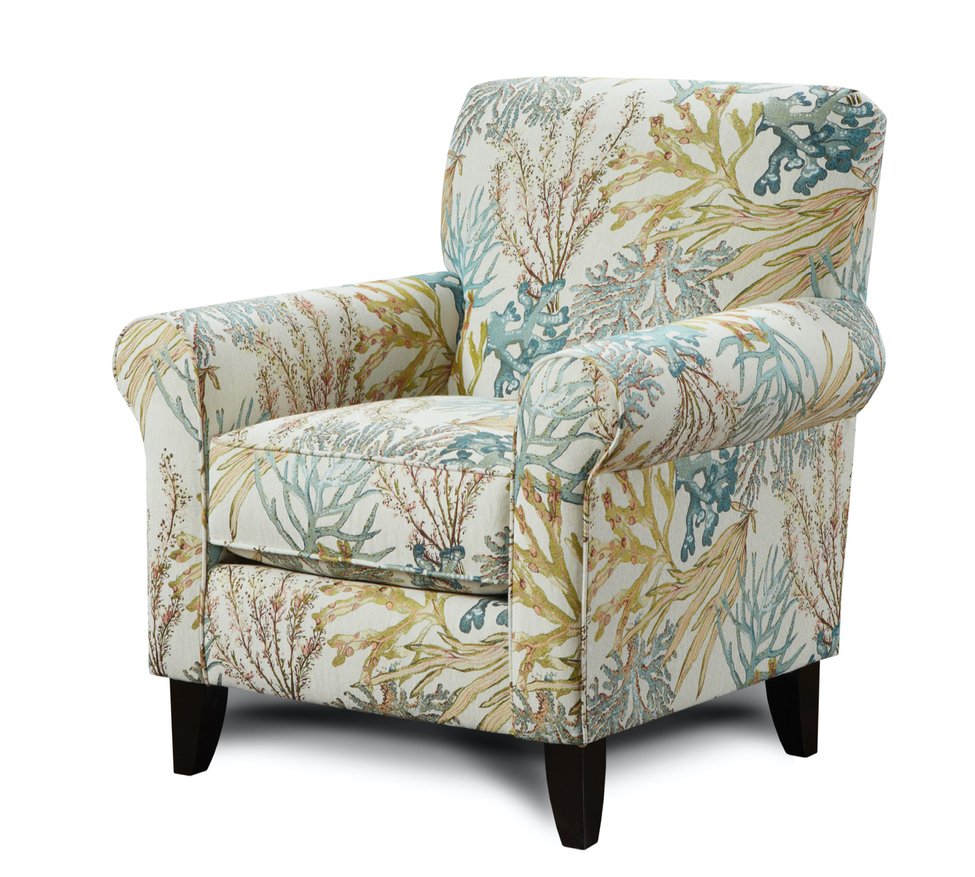 Fusion Labyrinth Coral Reef Caribbean Accent Chair - Stylish Rolled Arms, Durable Fabric & Unique Design Multi W,29% Polyester,29% Cotton,42% Rayon 502 Coral Reef Caribbean Accent Chair
