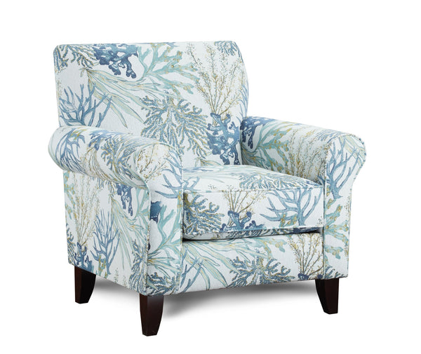 Fusion Grande Coral Reef Oceanside Accent Chair - Rolled Arms, Loose Cushion & Stylish Coffee Finish Legs Multi W,29%Polypropylene,29% Cotton,42% Rayon 502 Coral Reef Oceanside Accent Chair