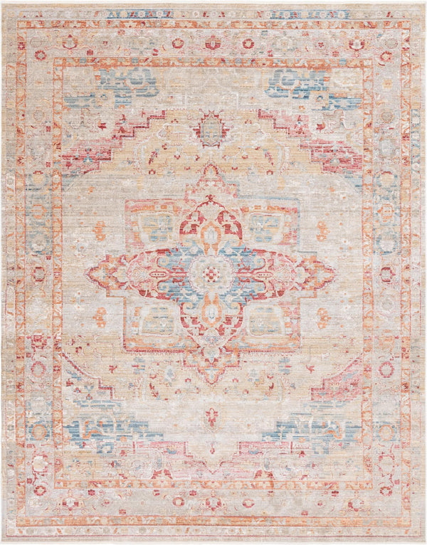 Unique Loom Noble Victoria Machine Made Medallion Rug Multi, Beige/Ivory/Gray/Navy Blue/Red/Orange 10' 0" x 13' 5"