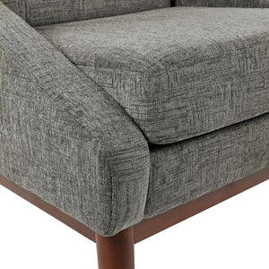OSP Home Furnishings Mid-century Open Arm Club Chair with Solid Wood Legs and Plush Fiber Seat Cushions Charcoal SL4411R-MC4