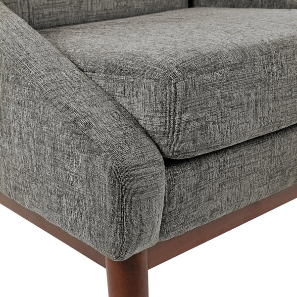 OSP Home Furnishings Mid-century Open Arm Club Chair with Solid Wood Legs and Plush Fiber Seat Cushions Charcoal SL4411R-MC4