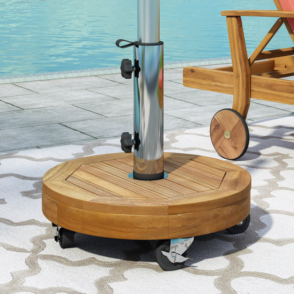 English Elm Christopher Knight Home® - RALPH Teak Round Umbrella Base with Stainless Steel Tube & Concrete Core, 30 lb, Fits 1.57–1.77" 70857.00