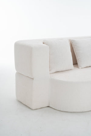 English Elm 3 Seater Convertible Sofa Bed with Chenille Upholstery and High-Density Sponge for Superior Comfort and Support Ivory T3903P379836