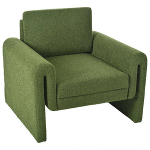 English Elm Christopher Knight Home® - Modern Bouclé Upholstered Accent Chair with Rounded Arms, Solid Wood Frame, 330lb Capacity, Luxe Comfort Green N765P248341N