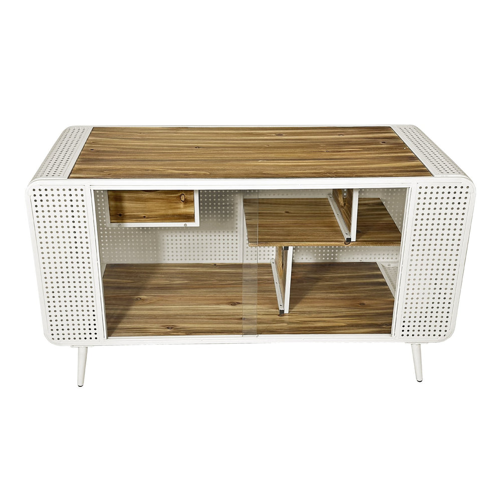 English Elm 55.12 Spacious Cat House with Tempered Glass, Fir Wood & Iron Frame, Modern White for Living Areas W757P173275