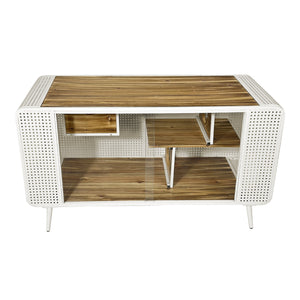English Elm 55.12 Spacious Cat House with Tempered Glass, Fir Wood & Iron Frame, Modern White for Living Areas W757P173275