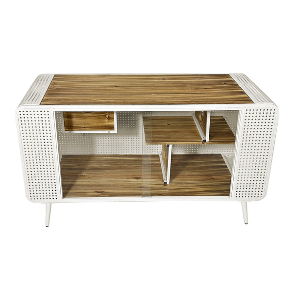English Elm 55.12 Spacious Cat House with Tempered Glass, Fir Wood & Iron Frame, Modern White for Living Areas W757P173275