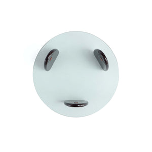 English Elm Artesia Tempered Glass Top Wood Coffee Table in Walnut — 35.4" Round Modern Solid Wood Base, Sturdy Elegant Design B365S00056