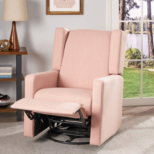 English Elm Christopher Knight Home® - Swivel Recliner Pushback Chair with Lever & Wingback Design, Space-Saving Swivel Recliner for Living Room Blush 67547.00