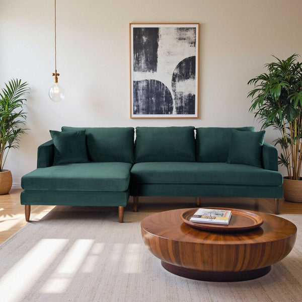 English Elm Blake Mid-century L-shaped Vegan Leather Sectional for Spacious Living Rooms B183S00186