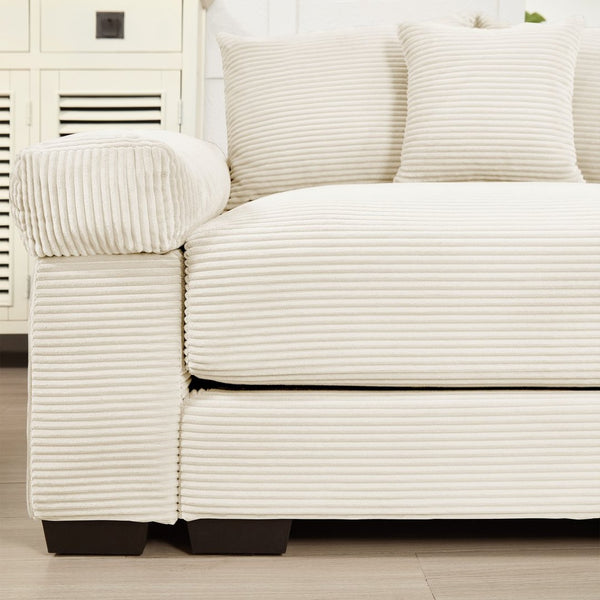 English Elm 170" Oversized Corduroy Cloud Sectional with Ottoman Deep Cushions for Living Rooms W714S01291
