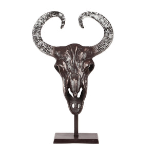 English Elm Christopher Knight Home® - Taurus Aluminum Bull Skull on Stand — Handcrafted Bronze Whitewash Accent Decor, Rustic Southwest Centerpiece 68772.00