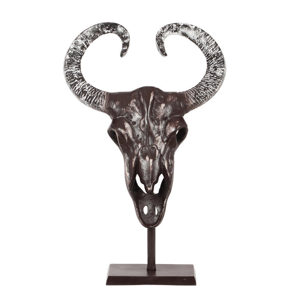 English Elm Christopher Knight Home® - Taurus Aluminum Bull Skull on Stand — Handcrafted Bronze Whitewash Accent Decor, Rustic Southwest Centerpiece 68772.00