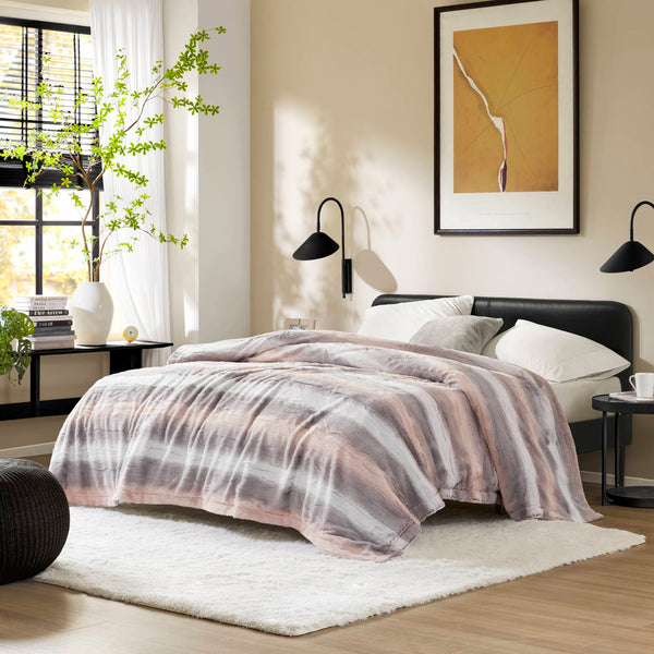 JLA Home Madison Park - Faux ultra-soft reversible faux fur blanket with faux mink reverse, machine washable, OEKO-TEX safe Blush/Grey MP51-8535