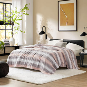 JLA Home Madison Park - Faux Luxurious Reversible Faux Fur Blanket with Plush Faux Mink Reverse, OEKO-TEX Certified Comfort Blush/Grey MP51-8537