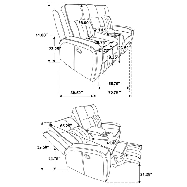 English Elm Forrest Grey Motion Reclining Loveseat With Console – Stylish Comfort, Storage & Modern Elegance B062P354054