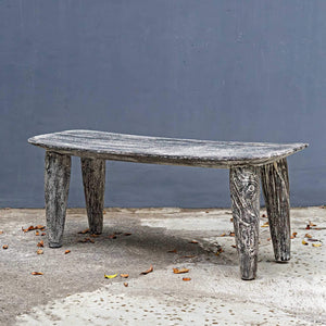 Uttermost Hand-carved Solid Suar Wood Bench Distressed Finish Artisan Entryway Seat