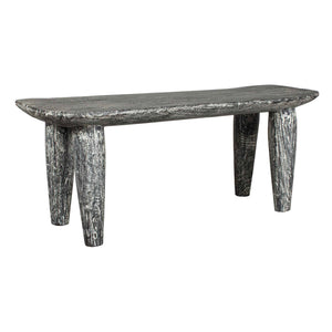 Uttermost Hand-carved Solid Suar Wood Bench Distressed Finish Artisan Entryway Seat