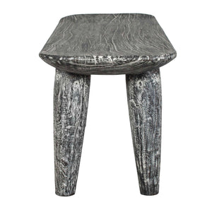 Uttermost Hand-carved Solid Suar Wood Bench Distressed Finish Artisan Entryway Seat