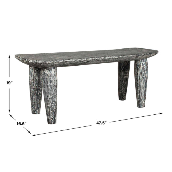 Uttermost Hand-carved Solid Suar Wood Bench Distressed Finish Artisan Entryway Seat