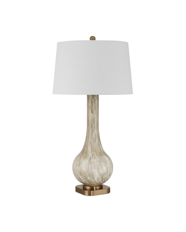 Currey & Company Bombon Table Lamp - Fused Glass Design With Antique Brass Base & Crystal Finial For Elegant Decor Brown Glass ,Metal 6000-1025-currey-company