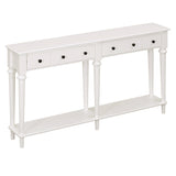 English Elm Trexm Retro Console Table With 3 Drawers and Open Shelf, Perfect For Entryways, Living Rooms, and Hallways (White)