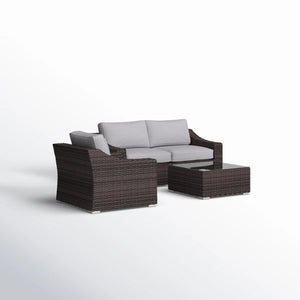English Elm Fully Assembled 4-Piece Wicker Sectional Set With Machine-Washable Cushions For Outdoor Comfort B120S00138