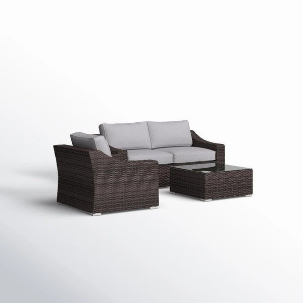 English Elm Fully Assembled 4-Piece Wicker Sectional Set With Machine-Washable Cushions For Outdoor Comfort B120S00138