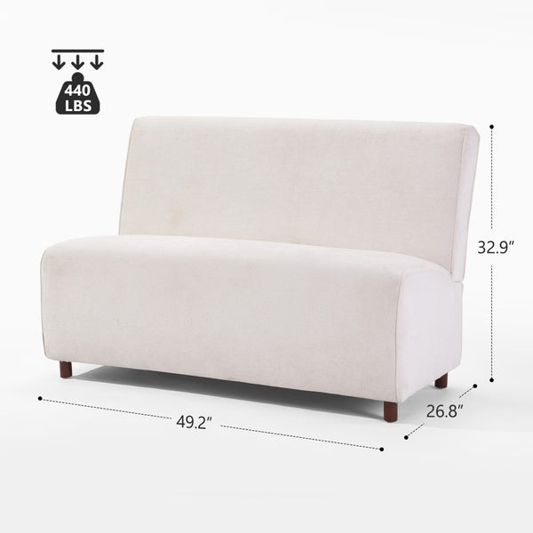 English Elm 49" Boucle Upholstered Compact Loveseat with Curved Back for Scandinavian Living Rooms W1687P372429