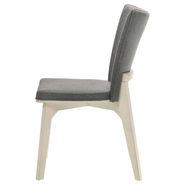 English Elm Grey Upholstered Dining Chair Set of 2 - Plush Gray Fabric, Distressed White Angular Base, Modern Comfort B011P298241