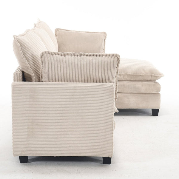 English Elm Modular Velvet Sofa - Luxurious U-Shaped Couch With Ottoman & Pillows, Perfect For Living Rooms W2705S00021-GIGA