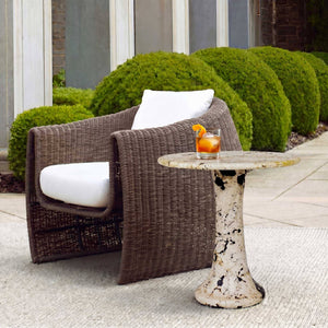 Uttermost Cadas Handcrafted Limestone Pedestal Side Table for Patio or Living Room