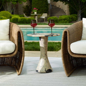 Uttermost Cadas Handcrafted Limestone Pedestal Side Table for Patio or Living Room