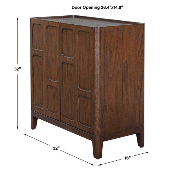 Uttermost Mahogany Walnut Accent Cabinet with Raised Panel Doors and Tapered Legs