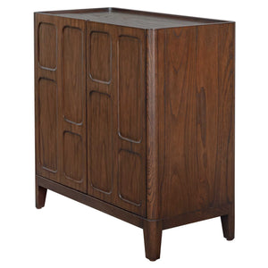 Uttermost Mahogany Walnut Accent Cabinet with Raised Panel Doors and Tapered Legs