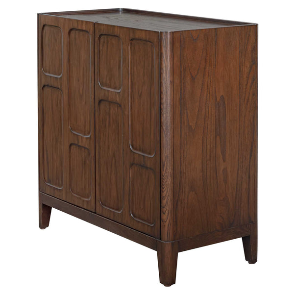 Uttermost Mahogany Walnut Accent Cabinet with Raised Panel Doors and Tapered Legs