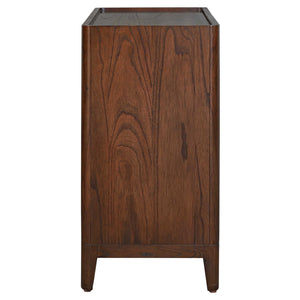 Uttermost Mahogany Walnut Accent Cabinet with Raised Panel Doors and Tapered Legs
