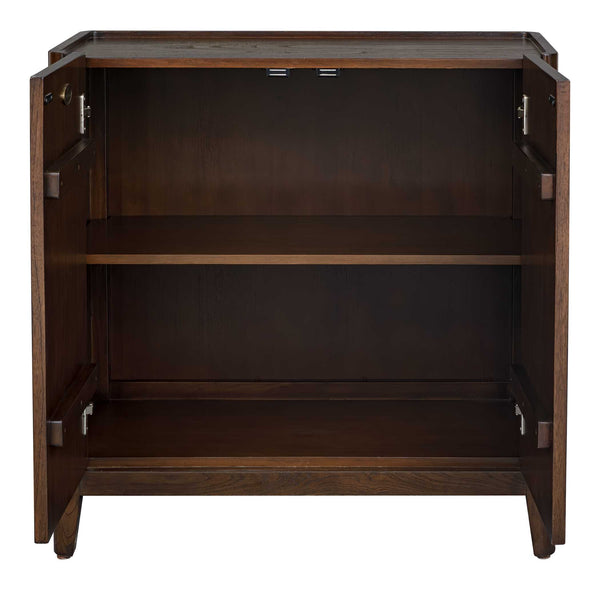Uttermost Mahogany Walnut Accent Cabinet with Raised Panel Doors and Tapered Legs