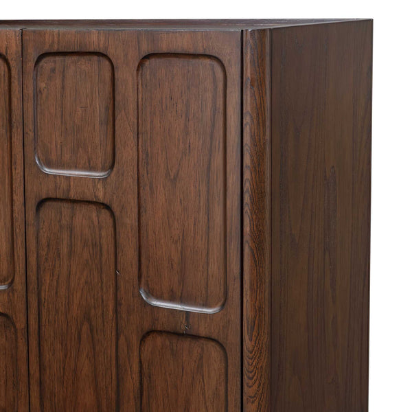 Uttermost Mahogany Walnut Accent Cabinet with Raised Panel Doors and Tapered Legs