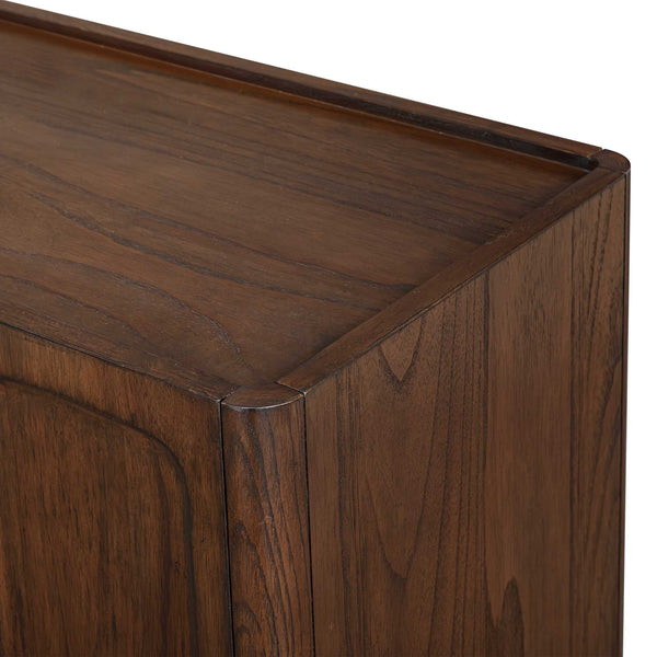 Uttermost Mahogany Walnut Accent Cabinet with Raised Panel Doors and Tapered Legs