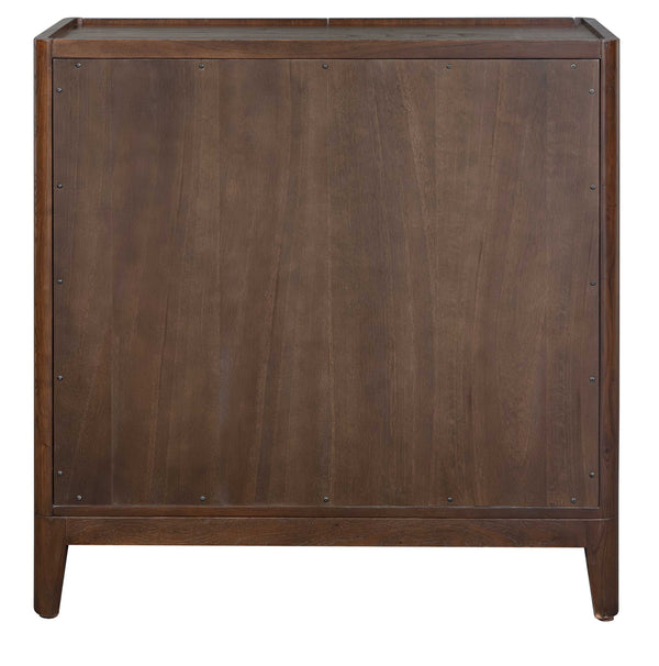 Uttermost Mahogany Walnut Accent Cabinet with Raised Panel Doors and Tapered Legs