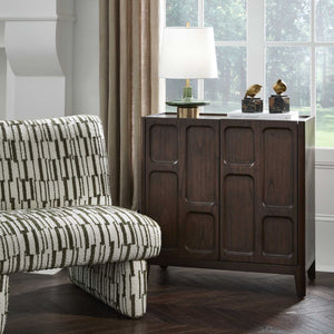 Uttermost Mahogany Walnut Accent Cabinet with Raised Panel Doors and Tapered Legs