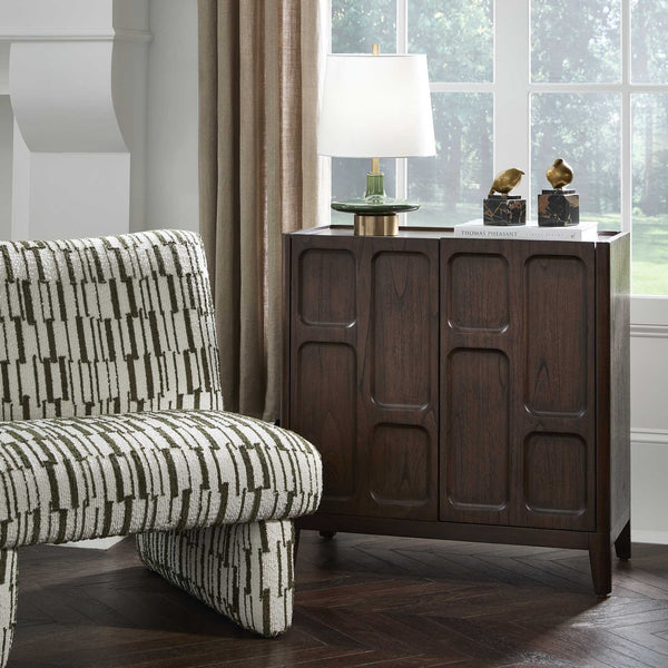 Uttermost Mahogany Walnut Accent Cabinet with Raised Panel Doors and Tapered Legs