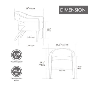 English Elm Modern Pu Leather Barrel Dining Chairs Set of 4 with Sculpted Back Rubberwood Legs W3118S00034