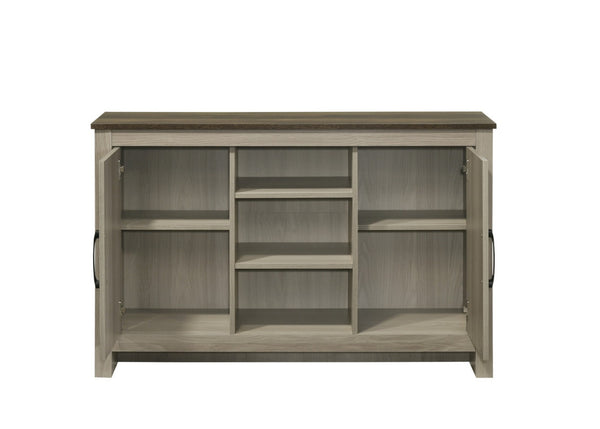 English Elm Nilda Two-tone Gray Oak Console with Open Shelves and Cabinet Storage for Entryway B2749S00225