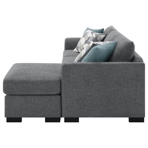 English Elm Pacheco Upholstered Sleeper Sectional with Chaise and Pullout Bed, Patterned Pillows & Sturdy Frame Grey B062P375540