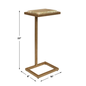 Uttermost Gamora Veined Marble Accent Table with Antique Gold Iron Base