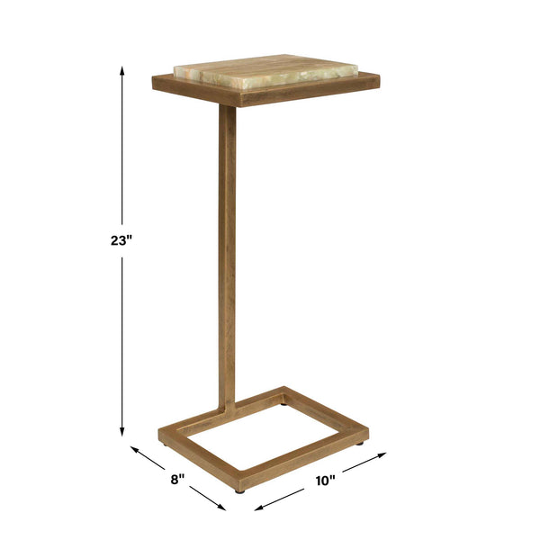 Uttermost Gamora Veined Marble Accent Table with Antique Gold Iron Base