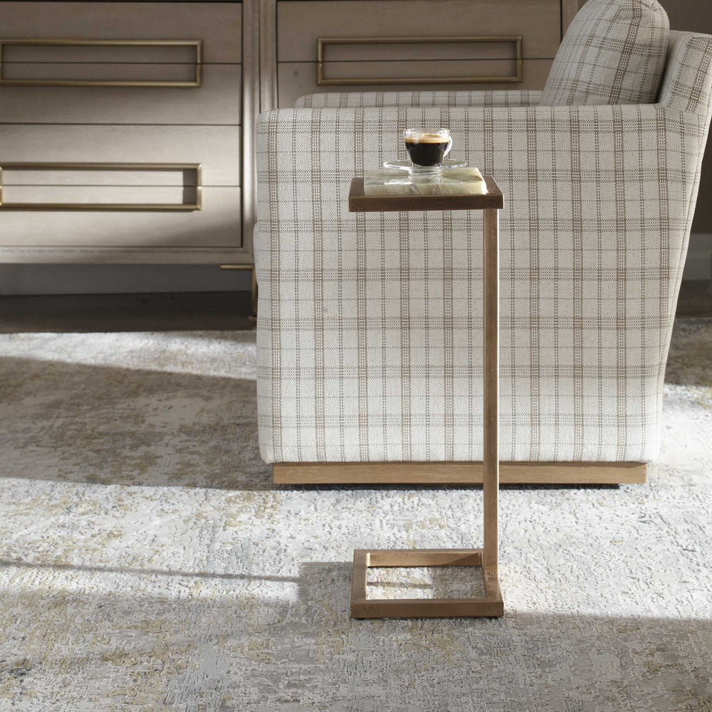 Uttermost Uttermost Gamora Veined Marble Accent Table with Antique Gold Iron Base 50341